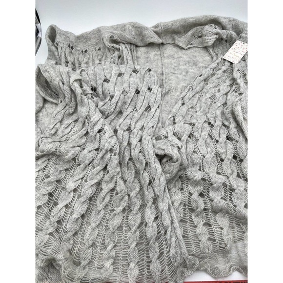 NWT Free People Wrap Shawl Gray Sand Heath Snakes Ladders Bohemian Wool Size XS - Picture 6 of 7